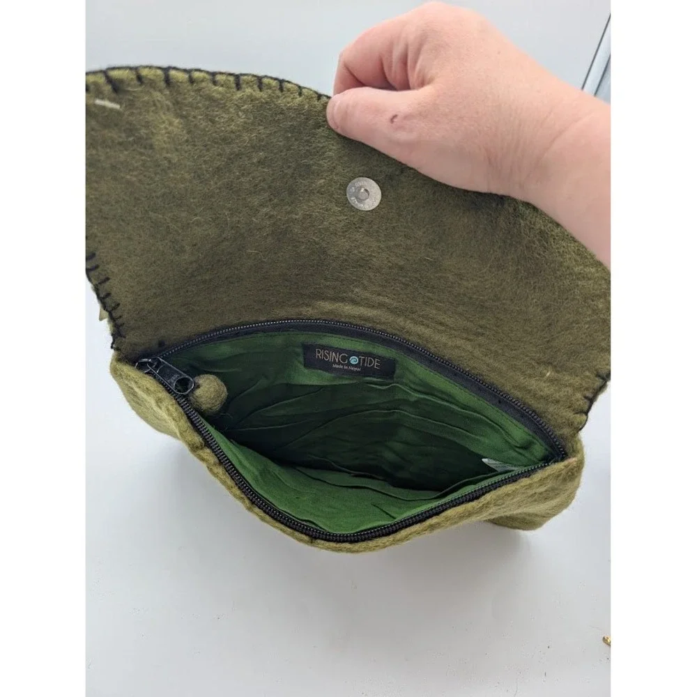 Rising Tide Hand Made Wool Felt Clutch Bag Tablet Case Forest Fairy Boho Goblin